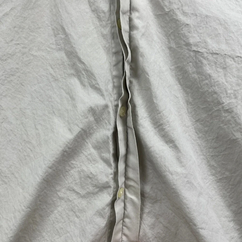 Banana Republic Shirt Mens Medium Tan Cotton Long Sleeve Hidden Button Up Y2K